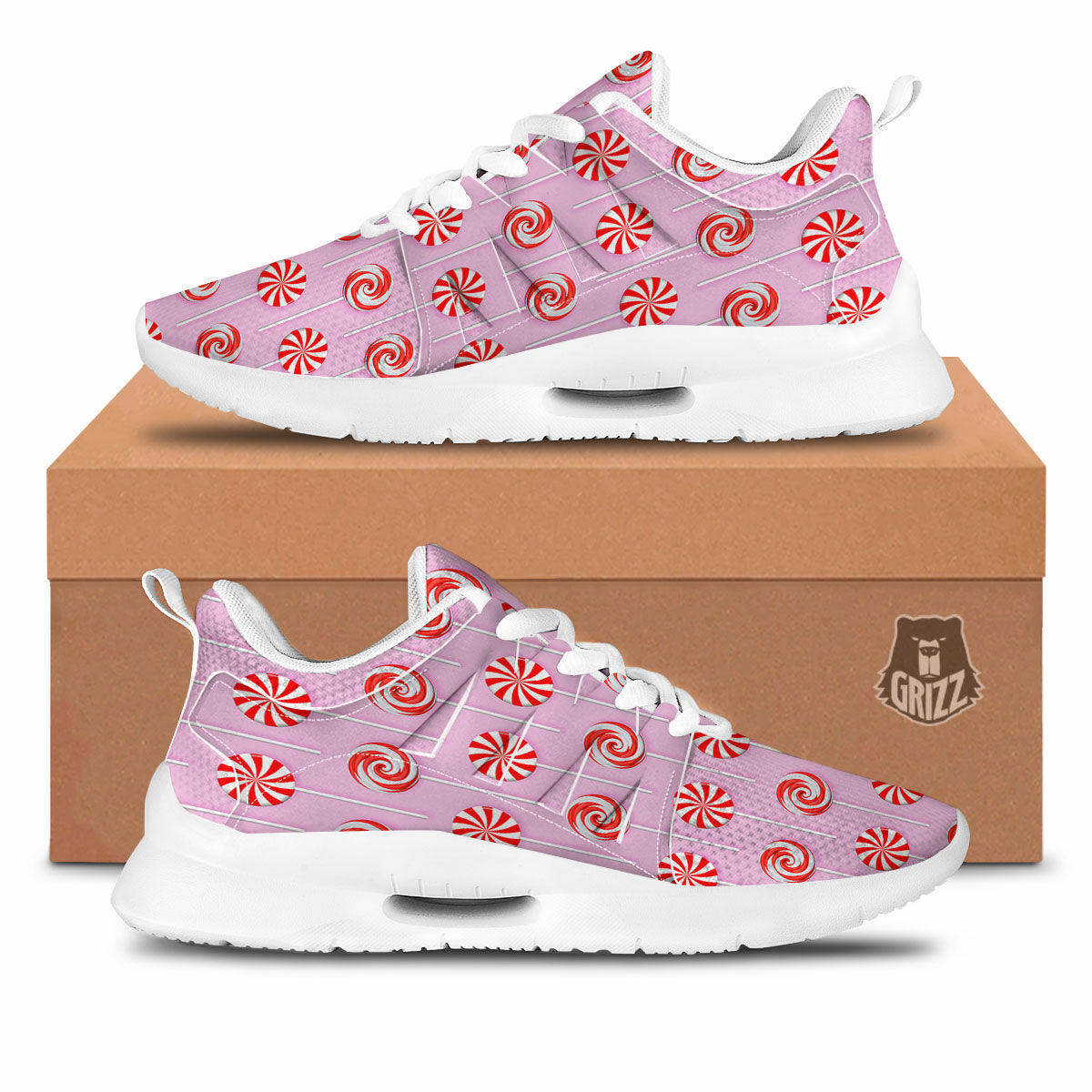Lollipop Candy Red Print Pattern Tennis Shoes-grizzshop