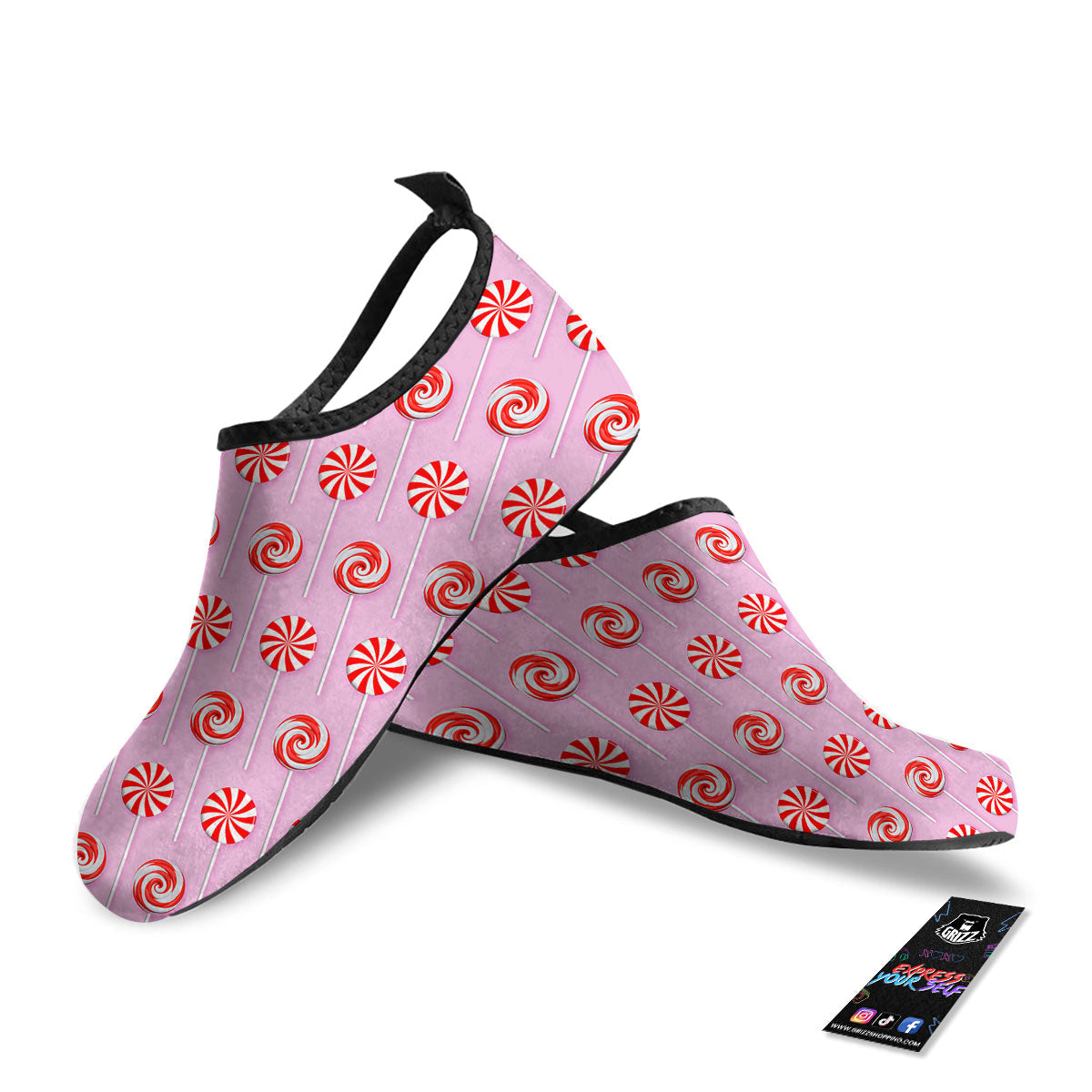 Lollipop Candy Red Print Pattern Water Shoes-grizzshop