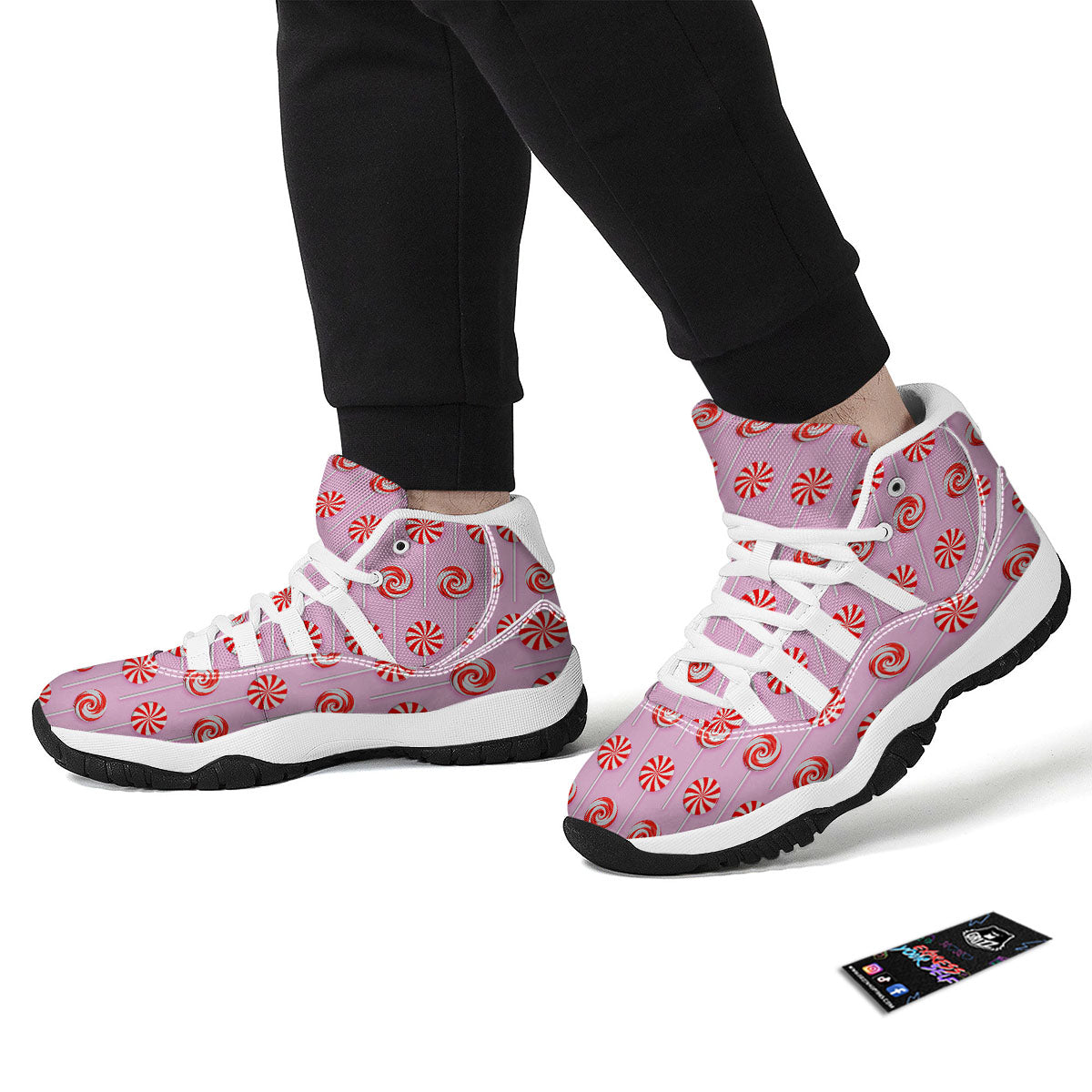 Lollipop Candy Red Print Pattern White Bball Shoes-grizzshop