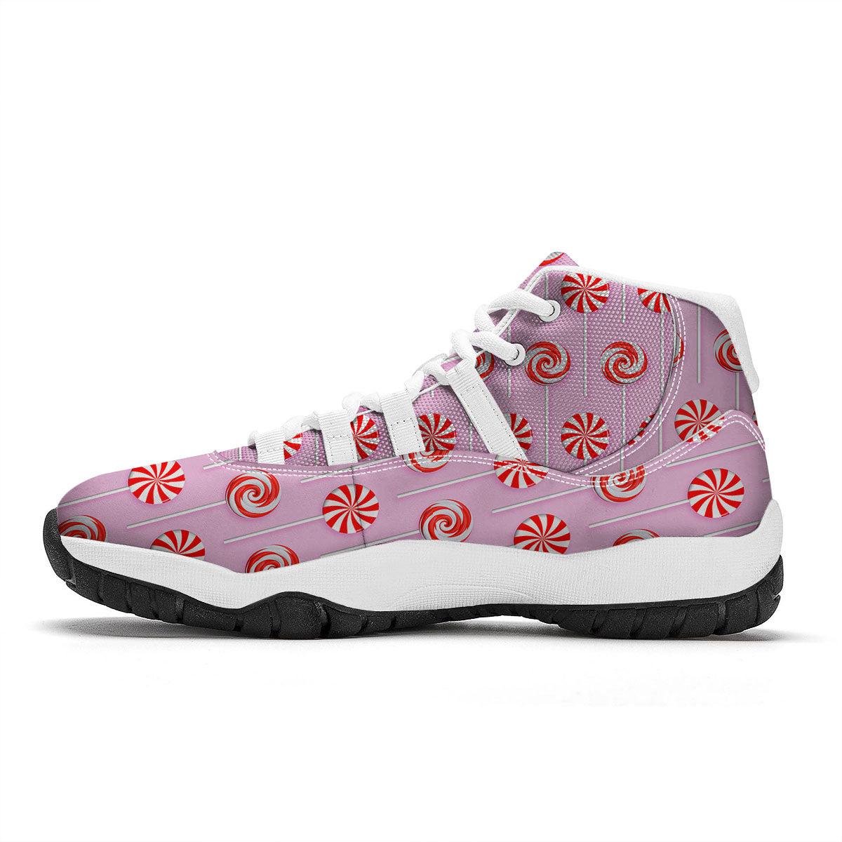 Lollipop Candy Red Print Pattern White Bball Shoes-grizzshop