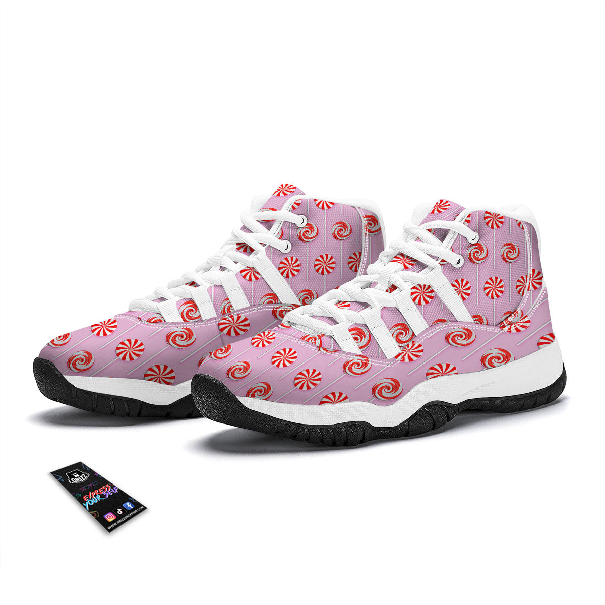 Lollipop Candy Red Print Pattern White Bball Shoes-grizzshop