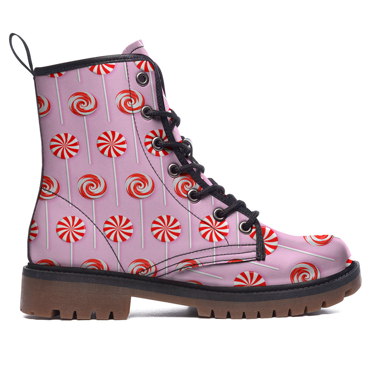 Lollipop Candy Red Print Pattern Work Boots-grizzshop