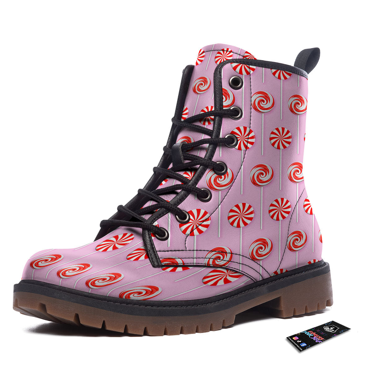 Lollipop Candy Red Print Pattern Work Boots-grizzshop