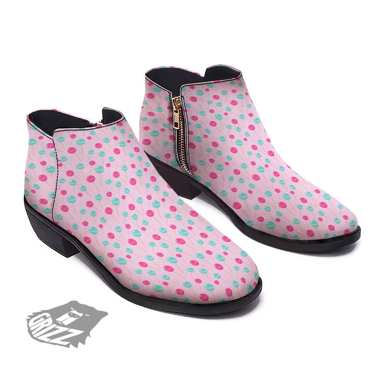 Lollipop Cartoon Print Pattern Ankle Boots-grizzshop
