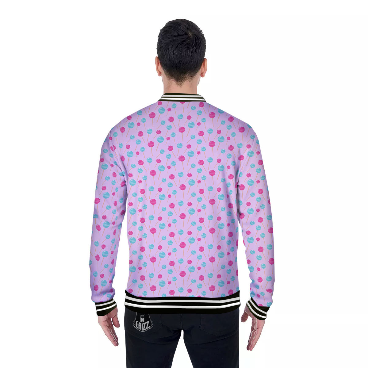 Lollipop Cartoon Print Pattern Baseball Jacket-grizzshop