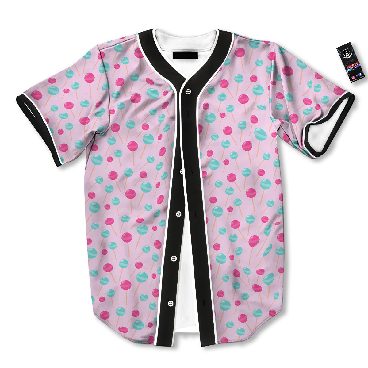 Lollipop Cartoon Print Pattern Baseball Jersey-grizzshop