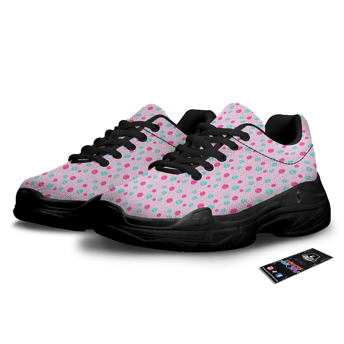 Lollipop Cartoon Print Pattern Black Chunky Shoes-grizzshop