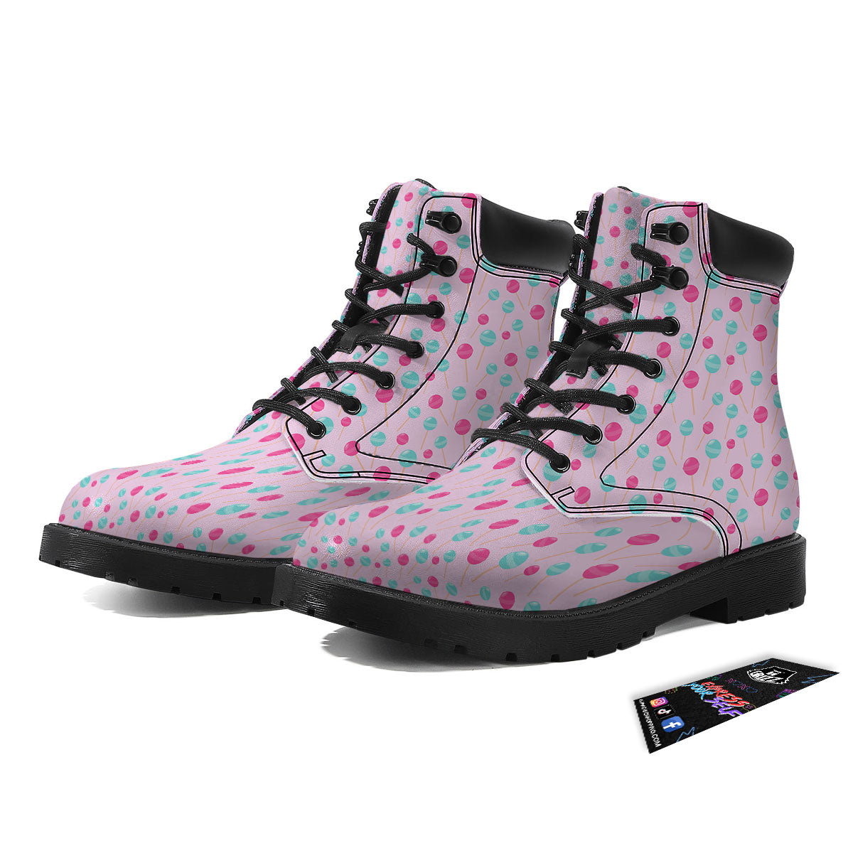 Lollipop Cartoon Print Pattern Boots-grizzshop