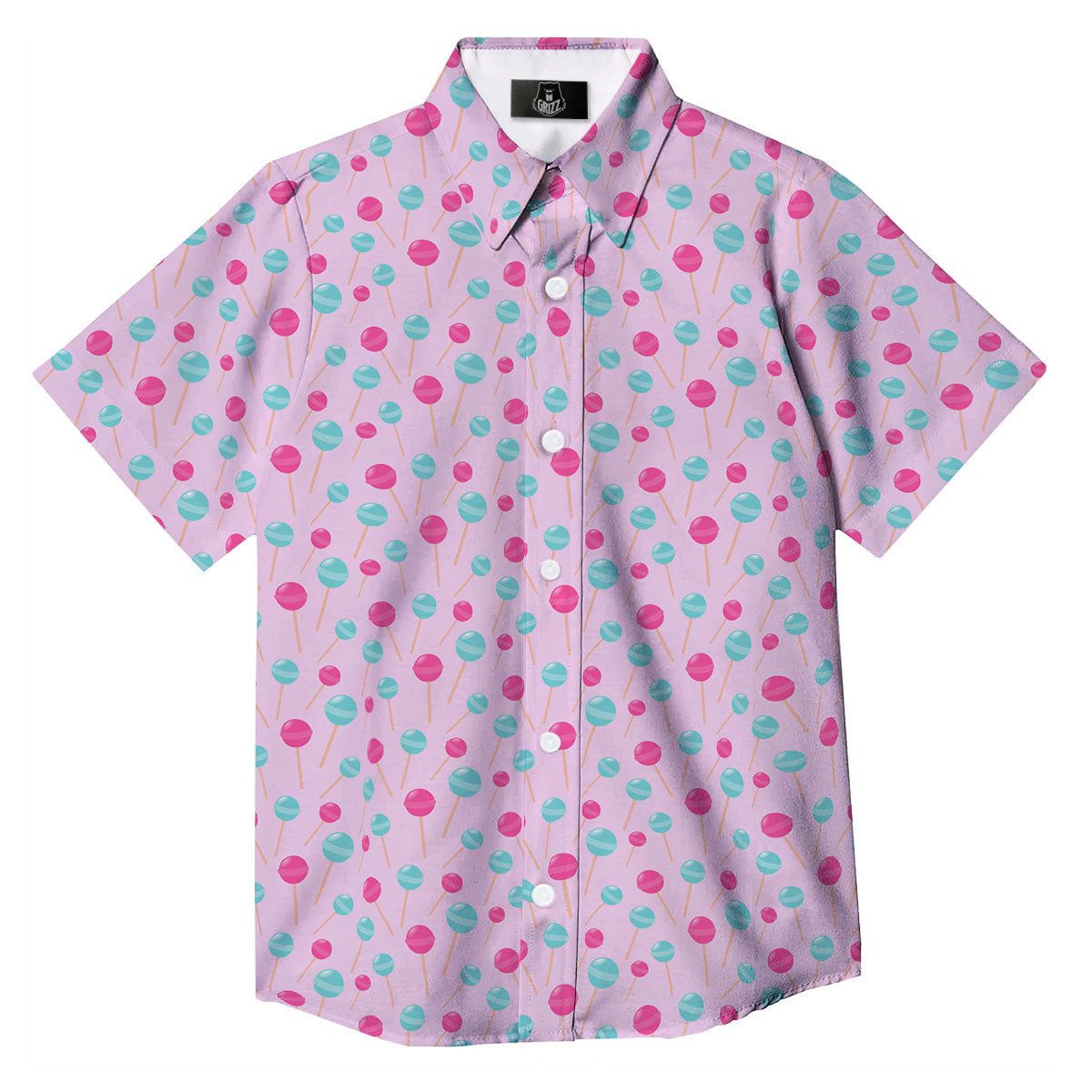 Lollipop Cartoon Print Pattern Button Up Shirt-grizzshop