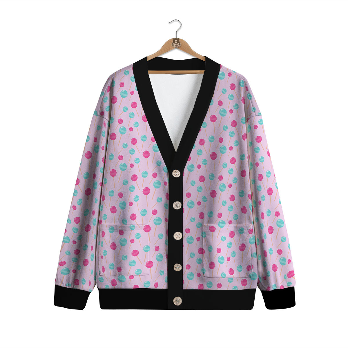 Lollipop Cartoon Print Pattern Cardigan-grizzshop