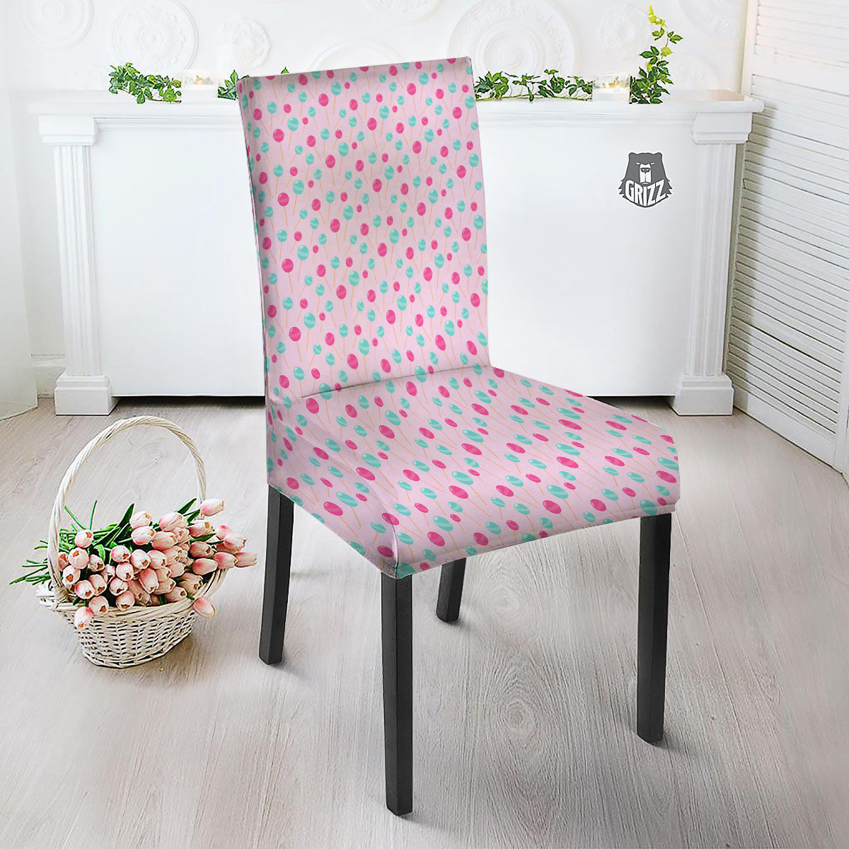 Lollipop Cartoon Print Pattern Dining Chair Slipcover-grizzshop