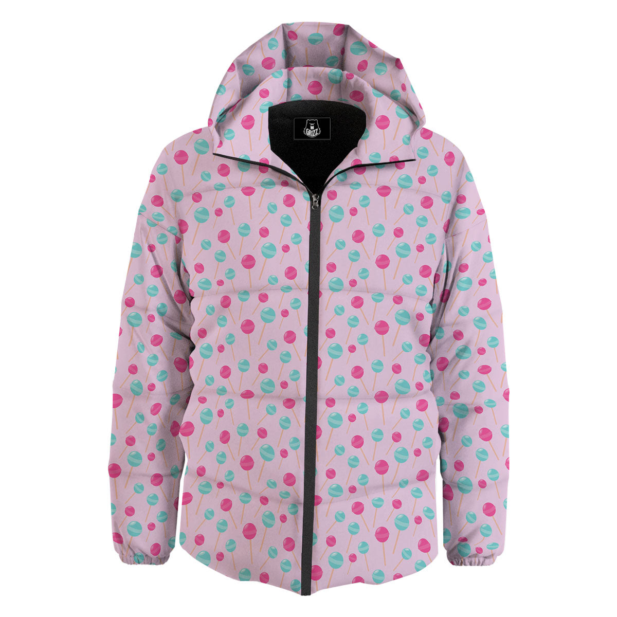 Lollipop Cartoon Print Pattern Down Jacket-grizzshop