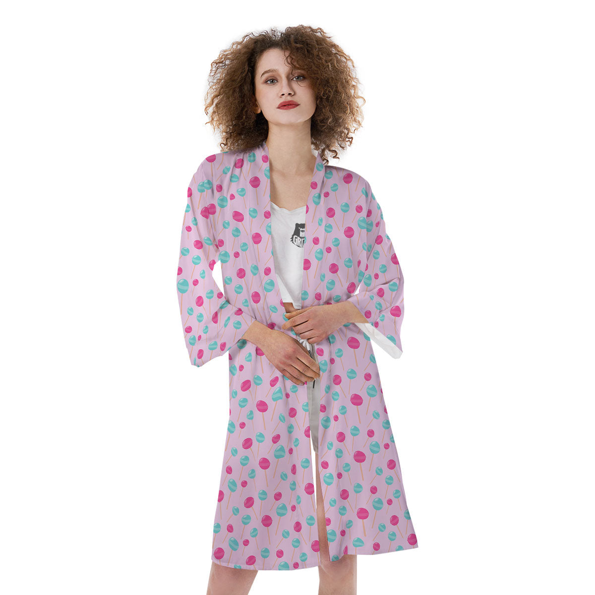 Lollipop Cartoon Print Pattern Kimono-grizzshop