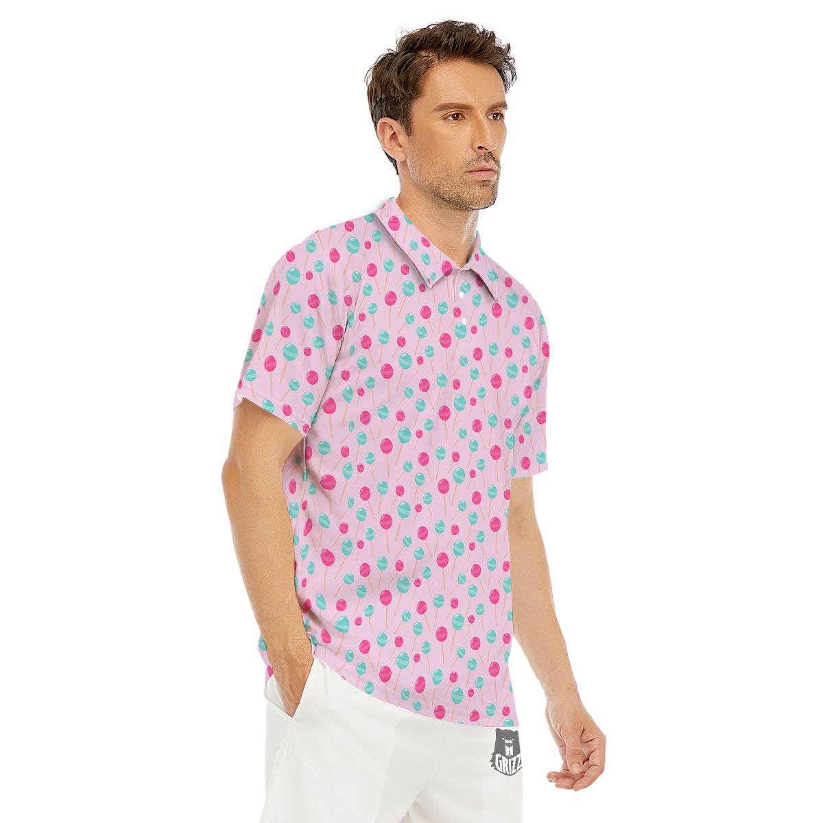 Lollipop Cartoon Print Pattern Men's Golf Shirts-grizzshop