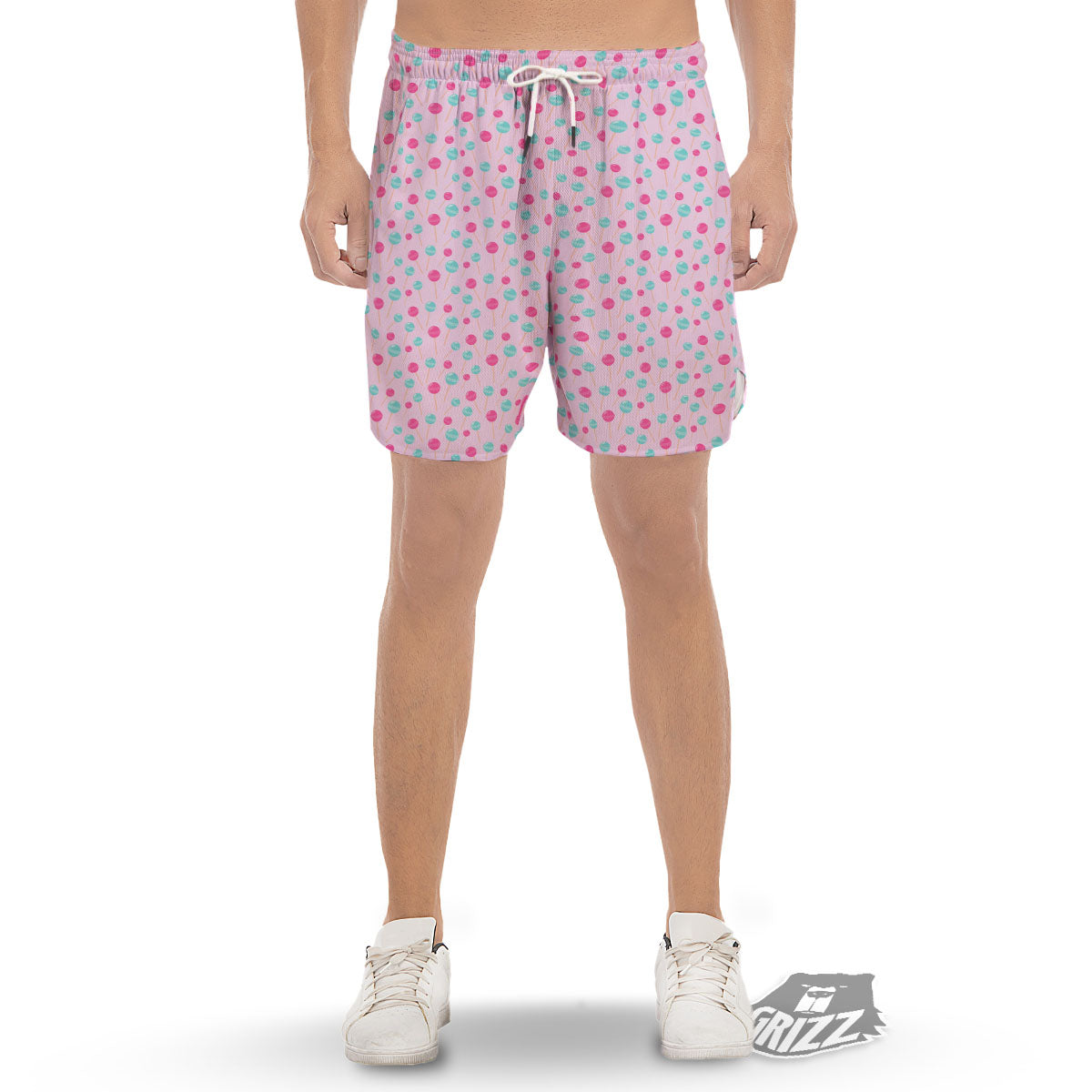 Lollipop Cartoon Print Pattern Men's Gym Shorts-grizzshop
