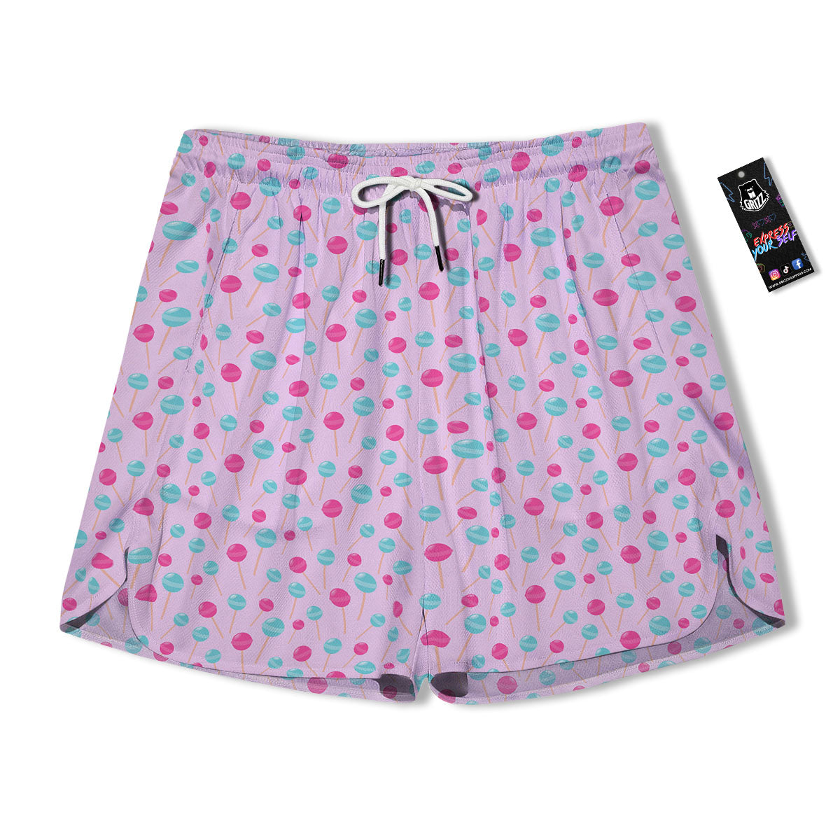 Lollipop Cartoon Print Pattern Men's Running Shorts-grizzshop