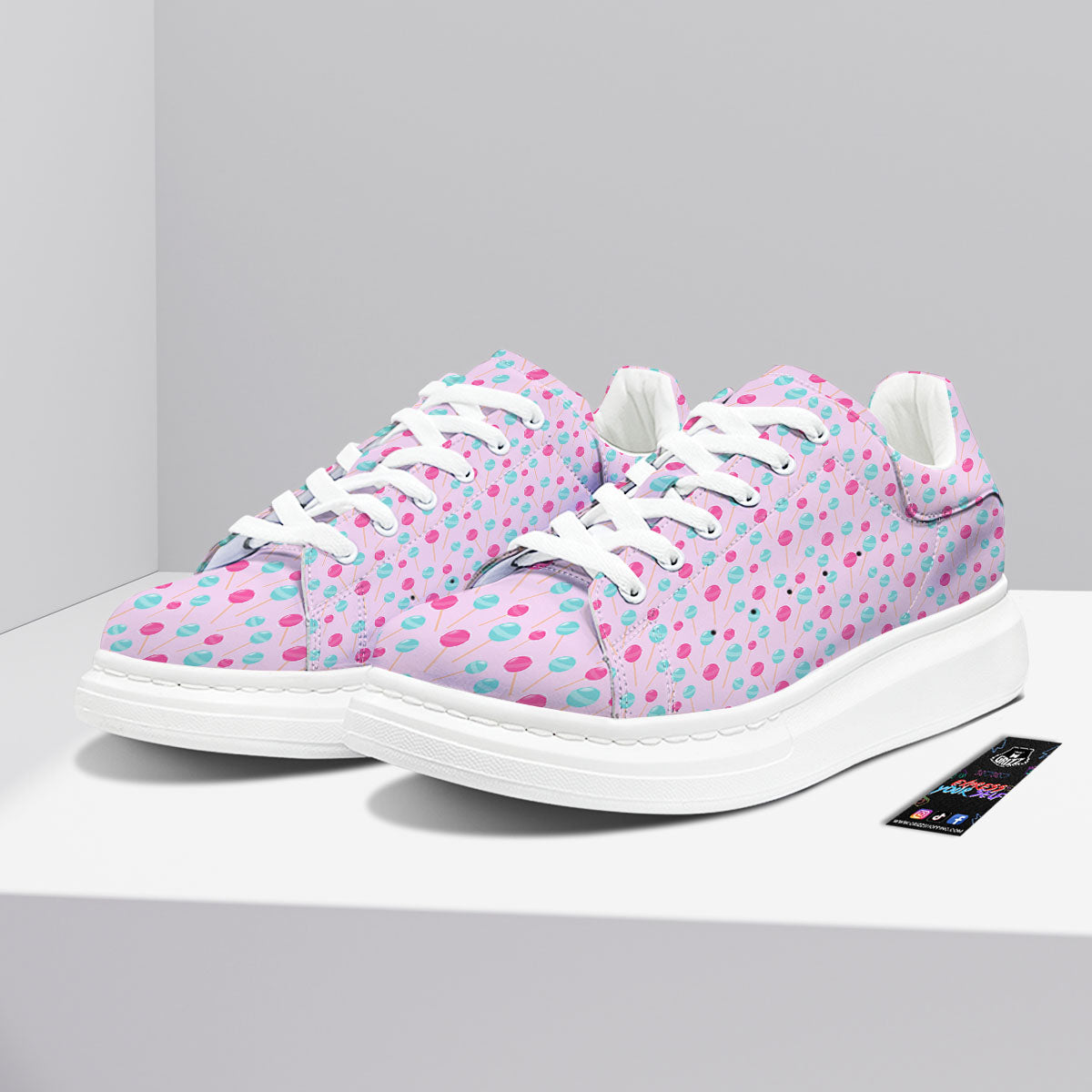 Lollipop Cartoon Print Pattern Platform Shoes-grizzshop