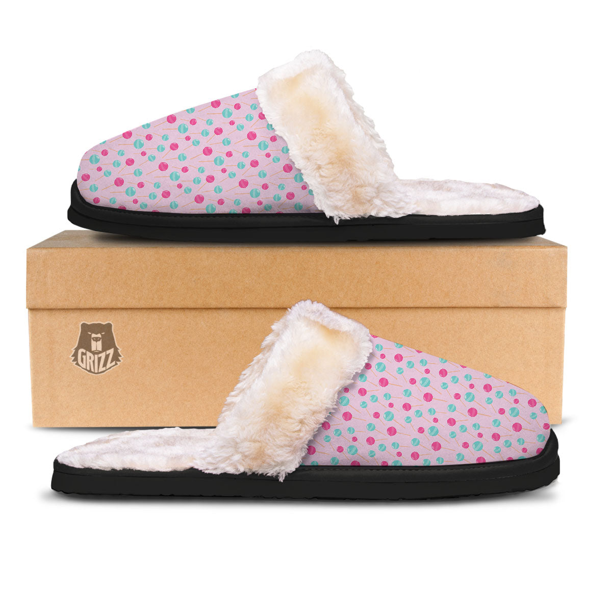 Lollipop Cartoon Print Pattern Slippers-grizzshop