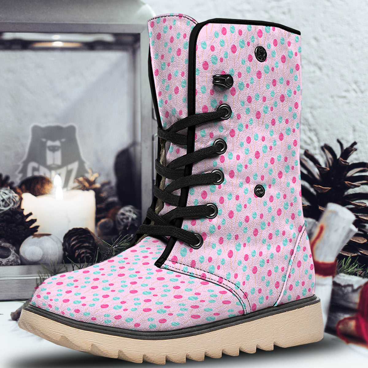 Lollipop Cartoon Print Pattern Snow Boots-grizzshop
