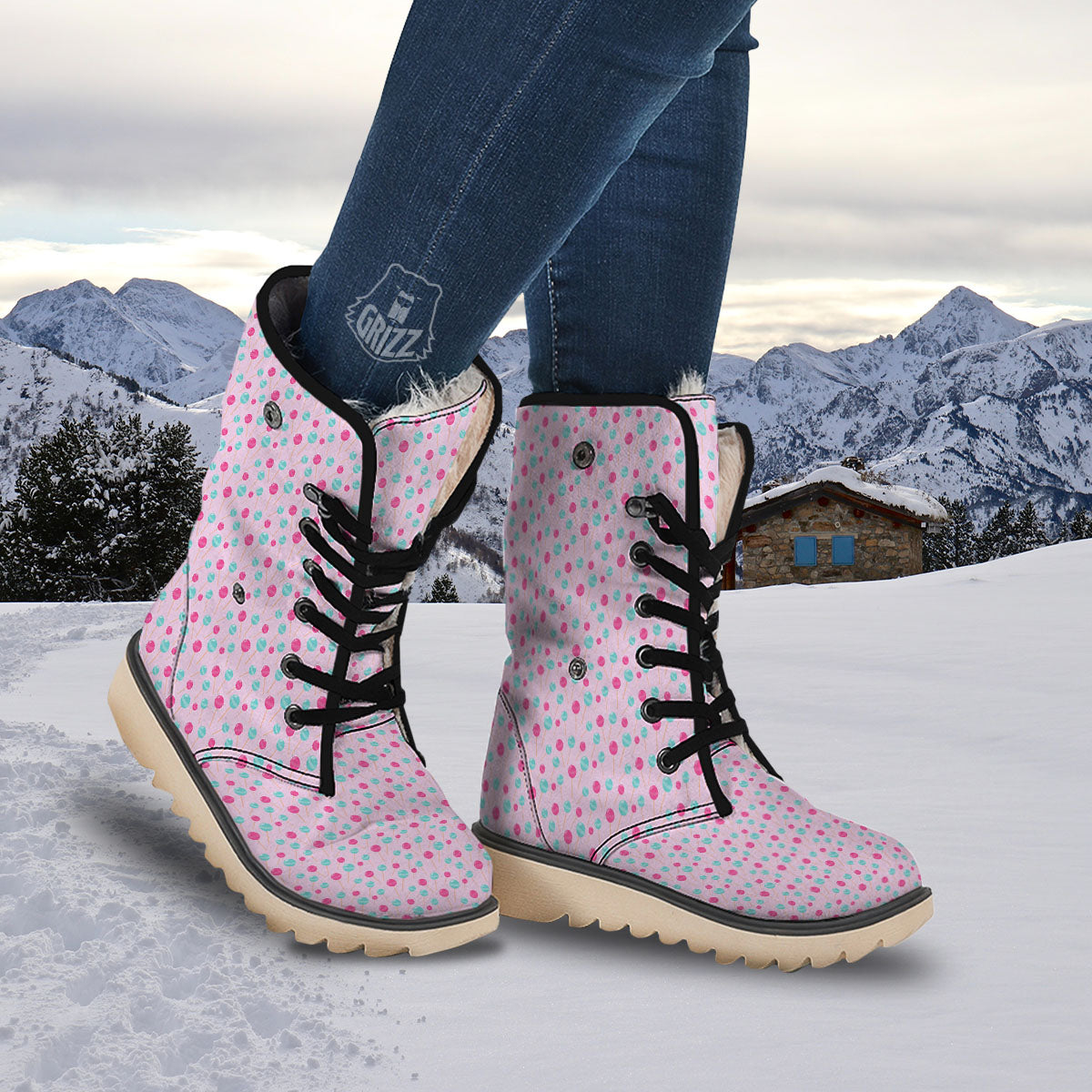 Lollipop Cartoon Print Pattern Snow Boots-grizzshop