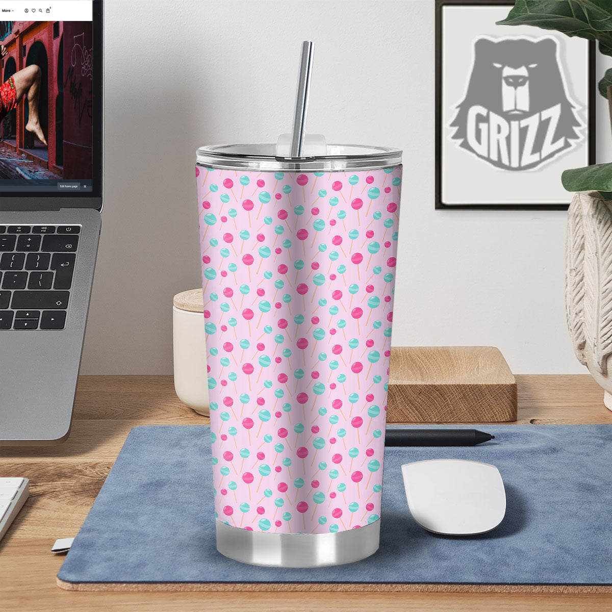 Lollipop Cartoon Print Pattern Tumbler-grizzshop