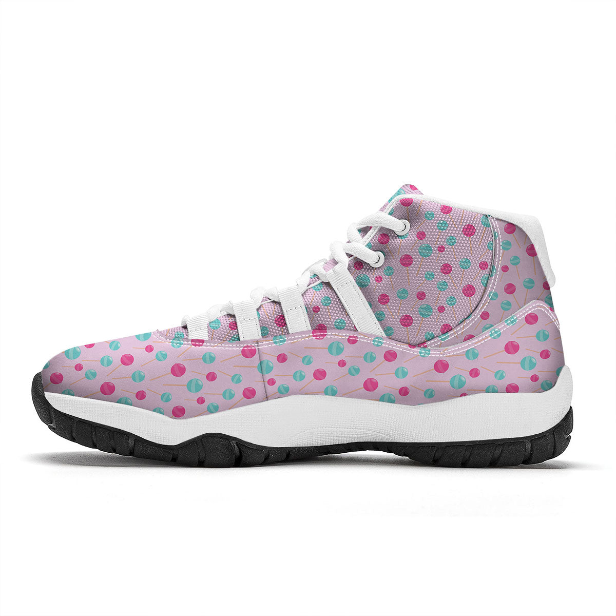 Lollipop Cartoon Print Pattern White Bball Shoes-grizzshop