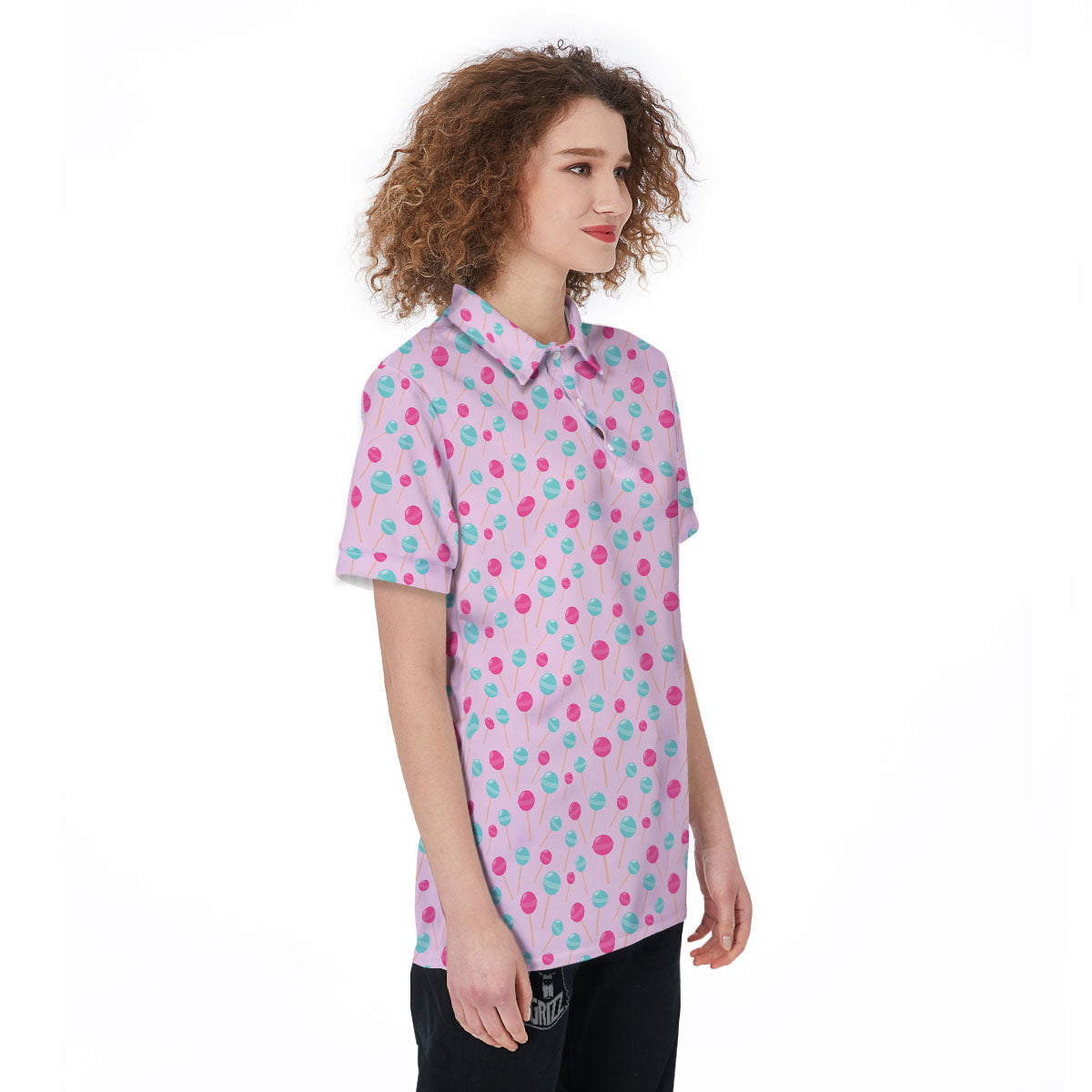 Lollipop Cartoon Print Pattern Women's Golf Shirts-grizzshop