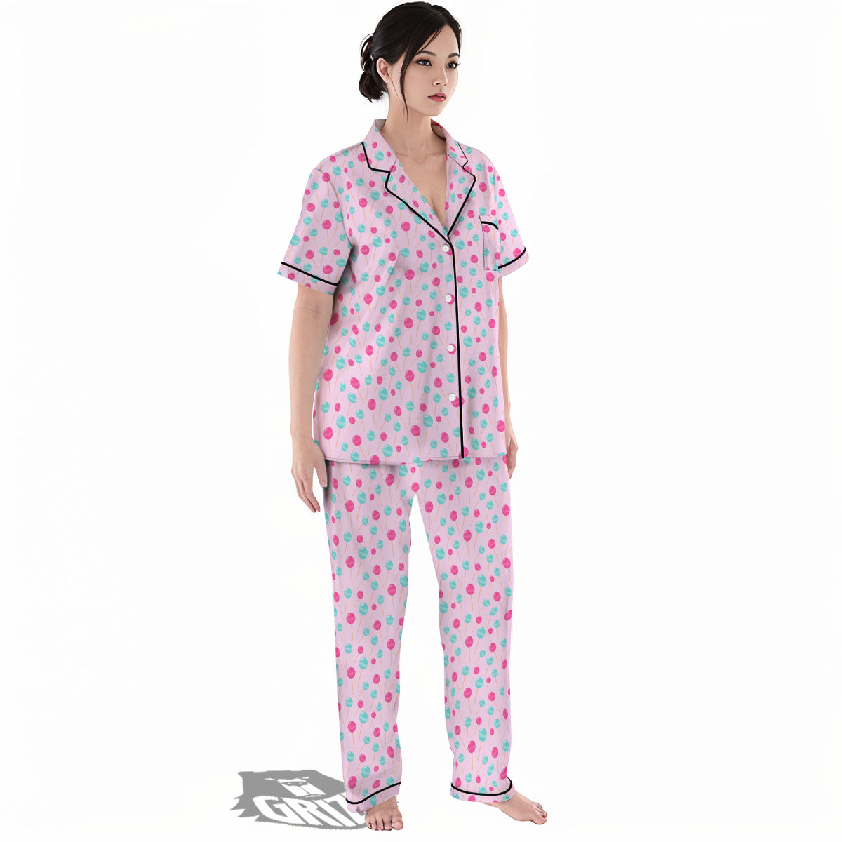 Lollipop Cartoon Print Pattern Women's Pajamas Set-grizzshop