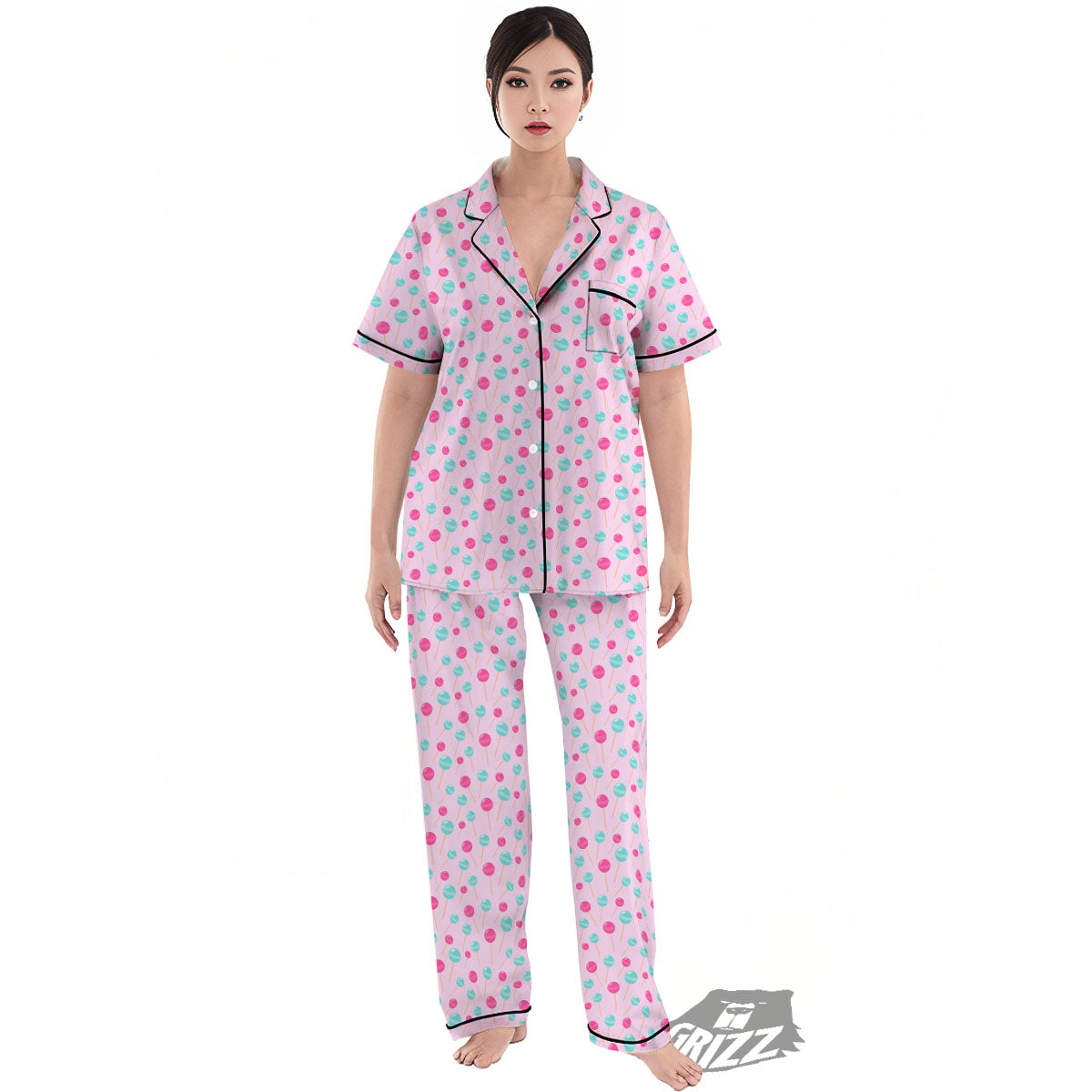 Lollipop Cartoon Print Pattern Women's Pajamas Set-grizzshop