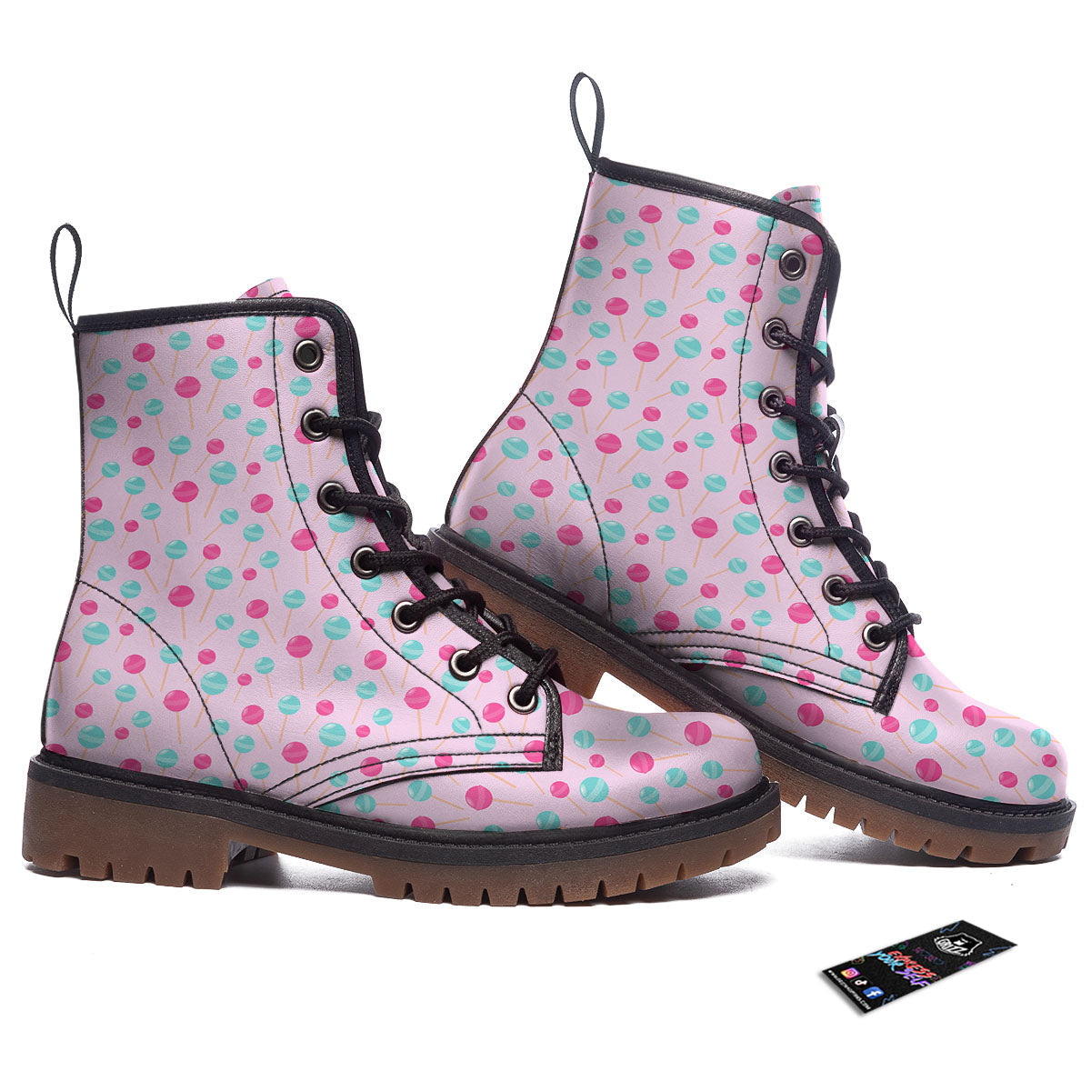 Lollipop Cartoon Print Pattern Work Boots-grizzshop