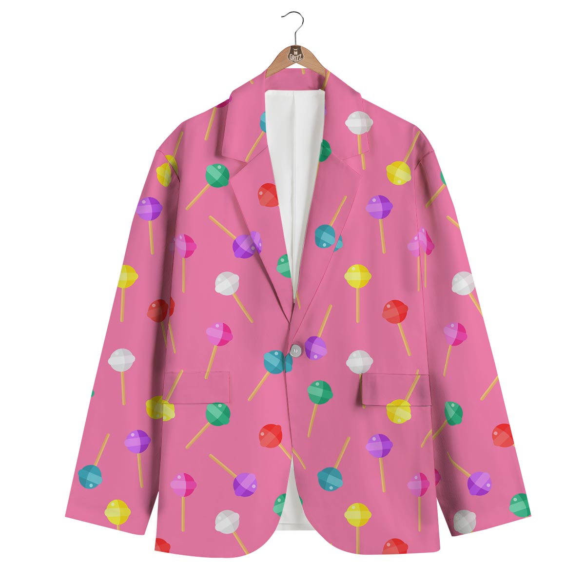 Lollipop Colorful Pattern Print Men's Blazer-grizzshop