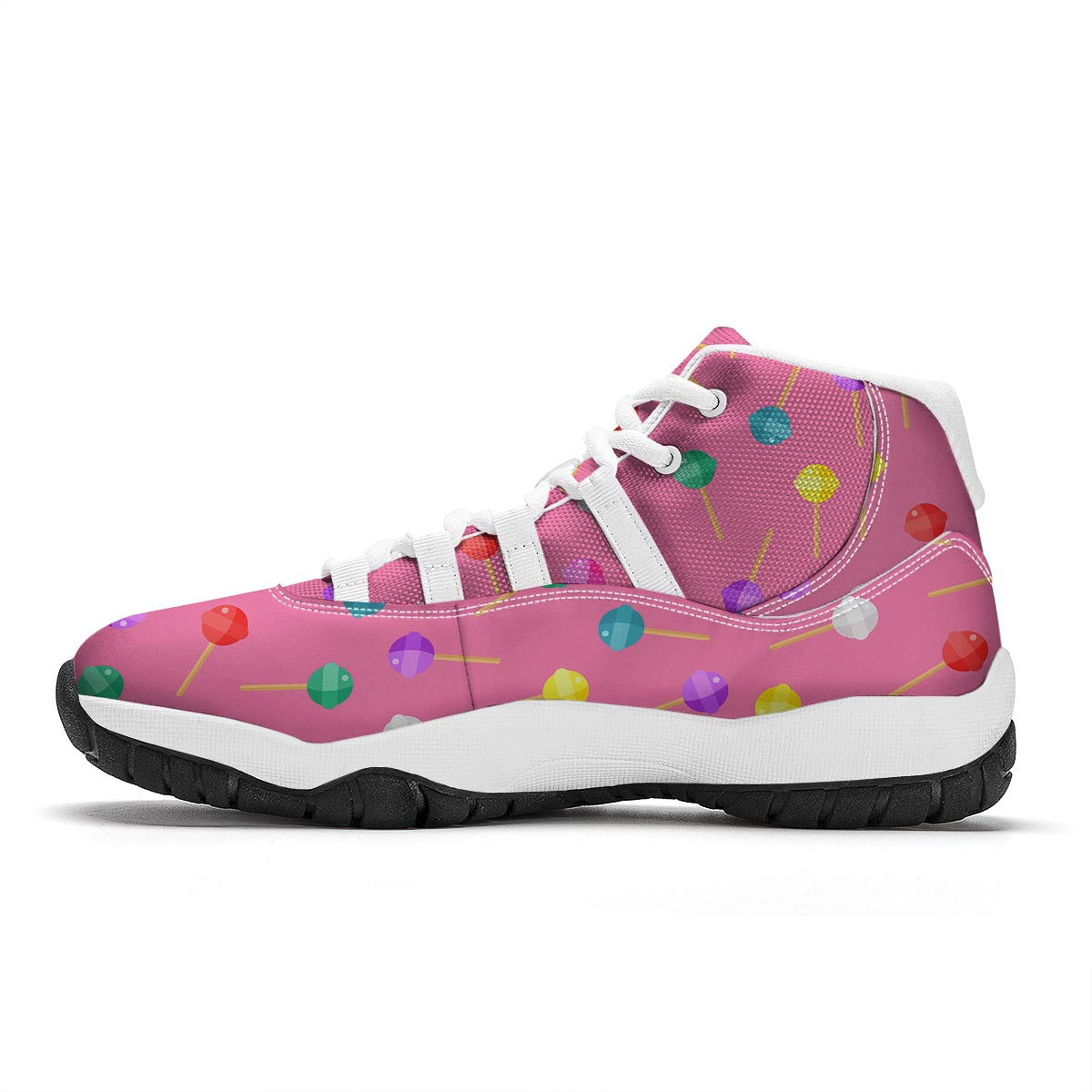 Lollipop Colorful Pattern Print White Bball Shoes-grizzshop
