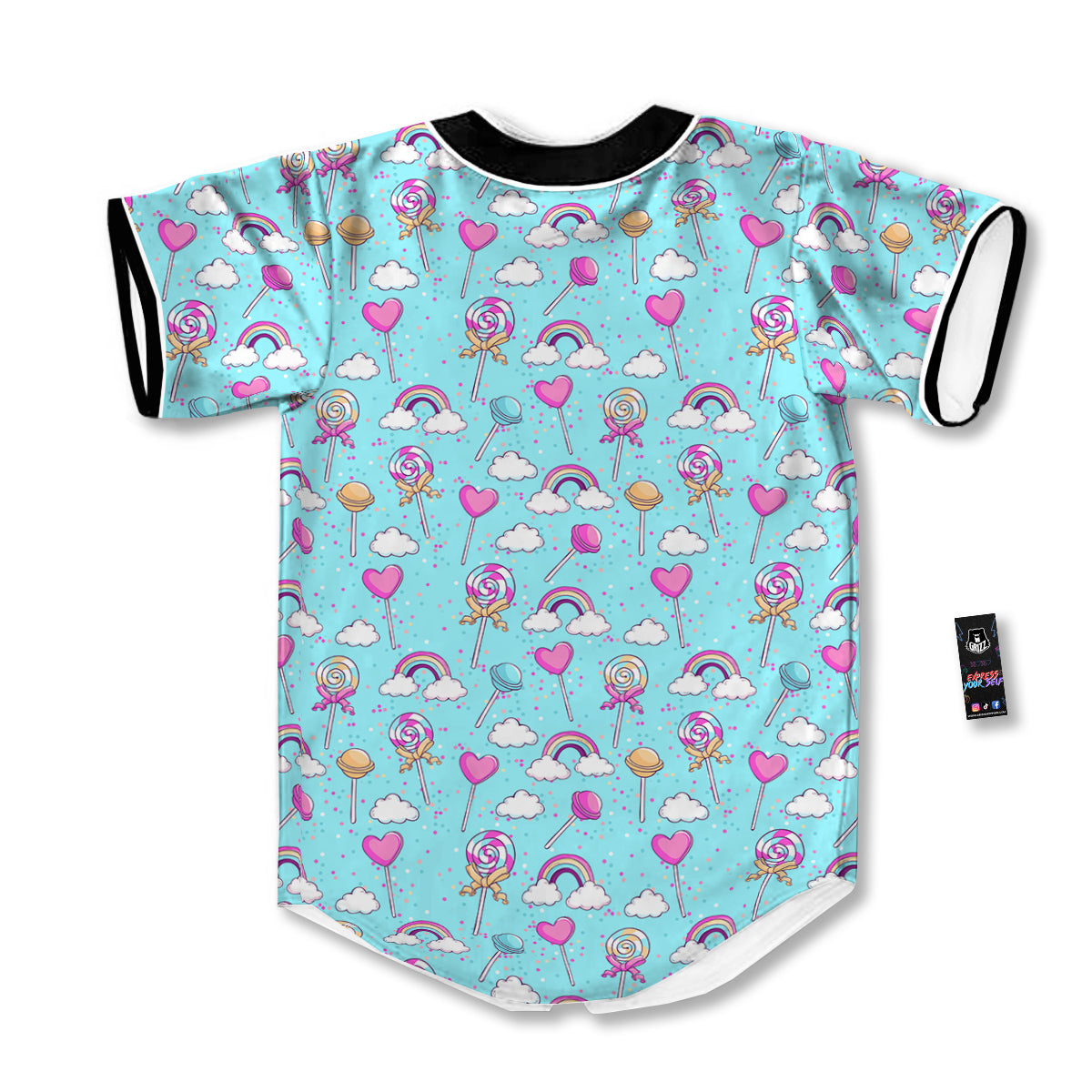 Lollipop Cute Print Pattern Baseball Jersey-grizzshop