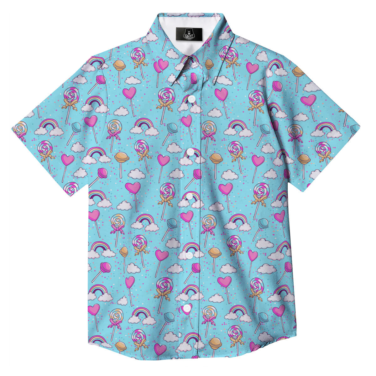 Lollipop Cute Print Pattern Button Up Shirt-grizzshop