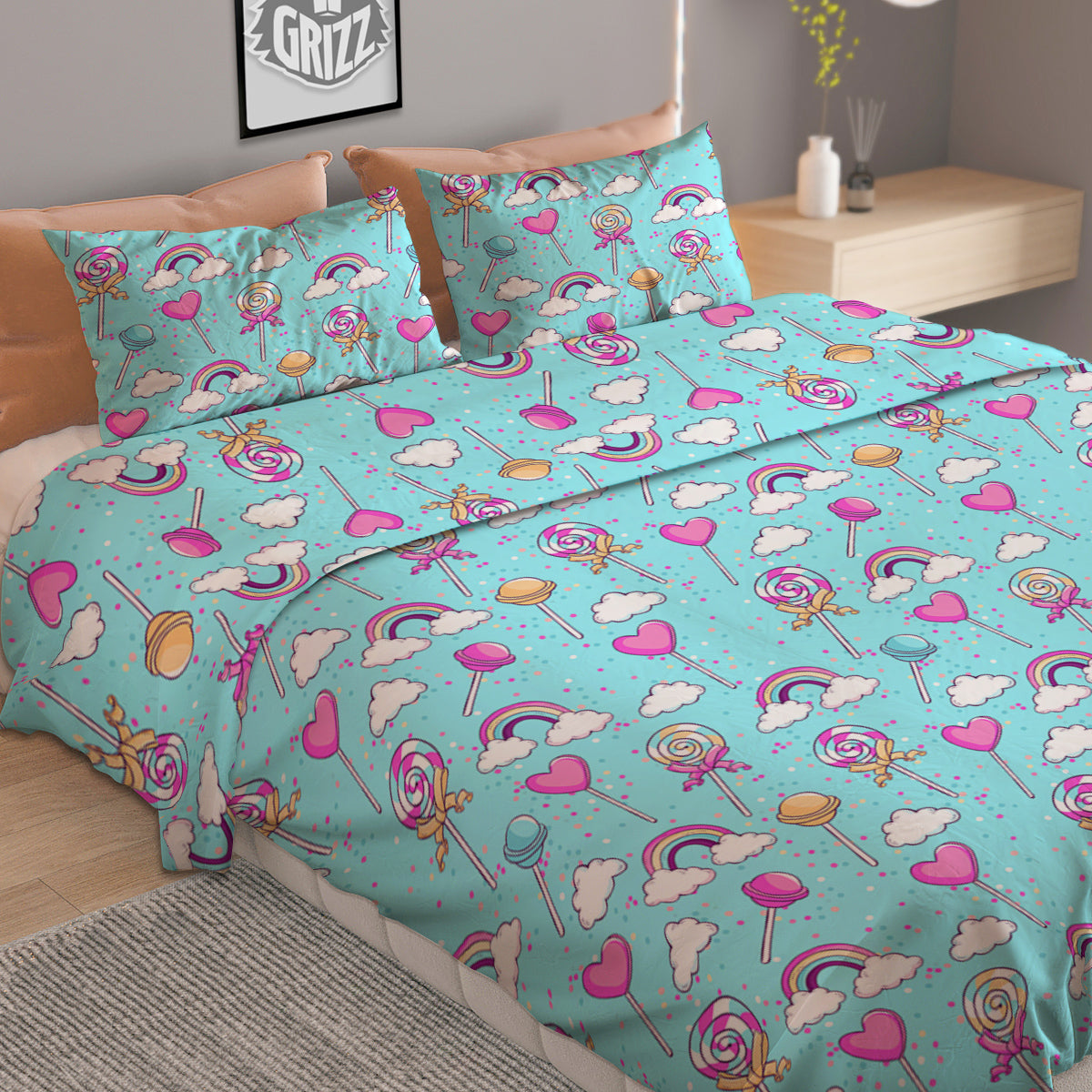 Lollipop Cute Print Pattern Duvet Cover Bedding Set