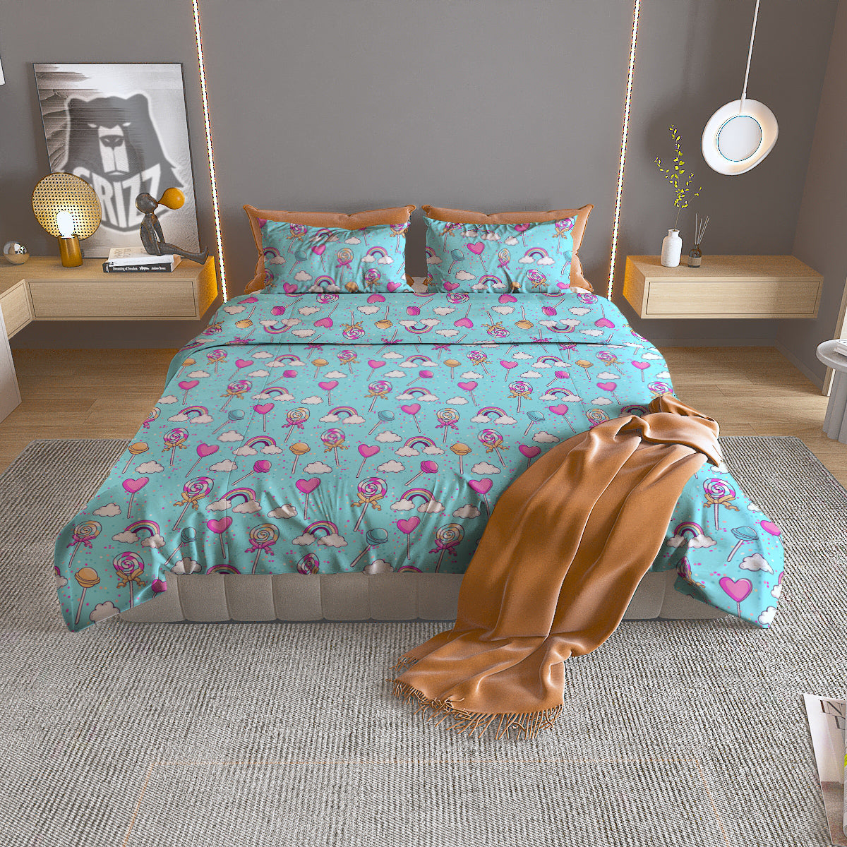 Lollipop Cute Print Pattern Duvet Cover Bedding Set