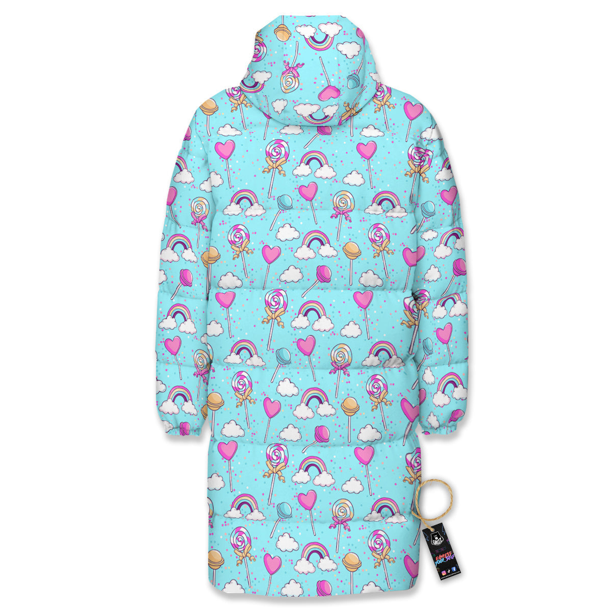Lollipop Cute Print Pattern Long Down Jacket-grizzshop