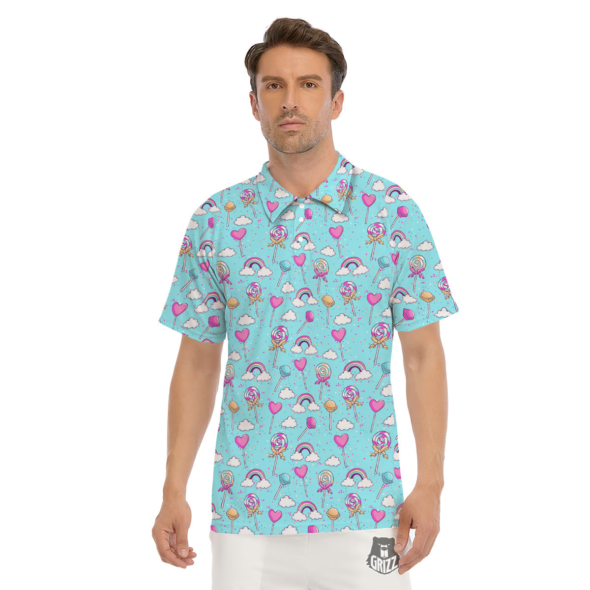 Lollipop Cute Print Pattern Men's Golf Shirts-grizzshop
