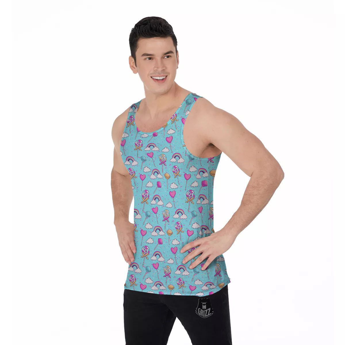 Lollipop Cute Print Pattern Men's Tank Top-grizzshop