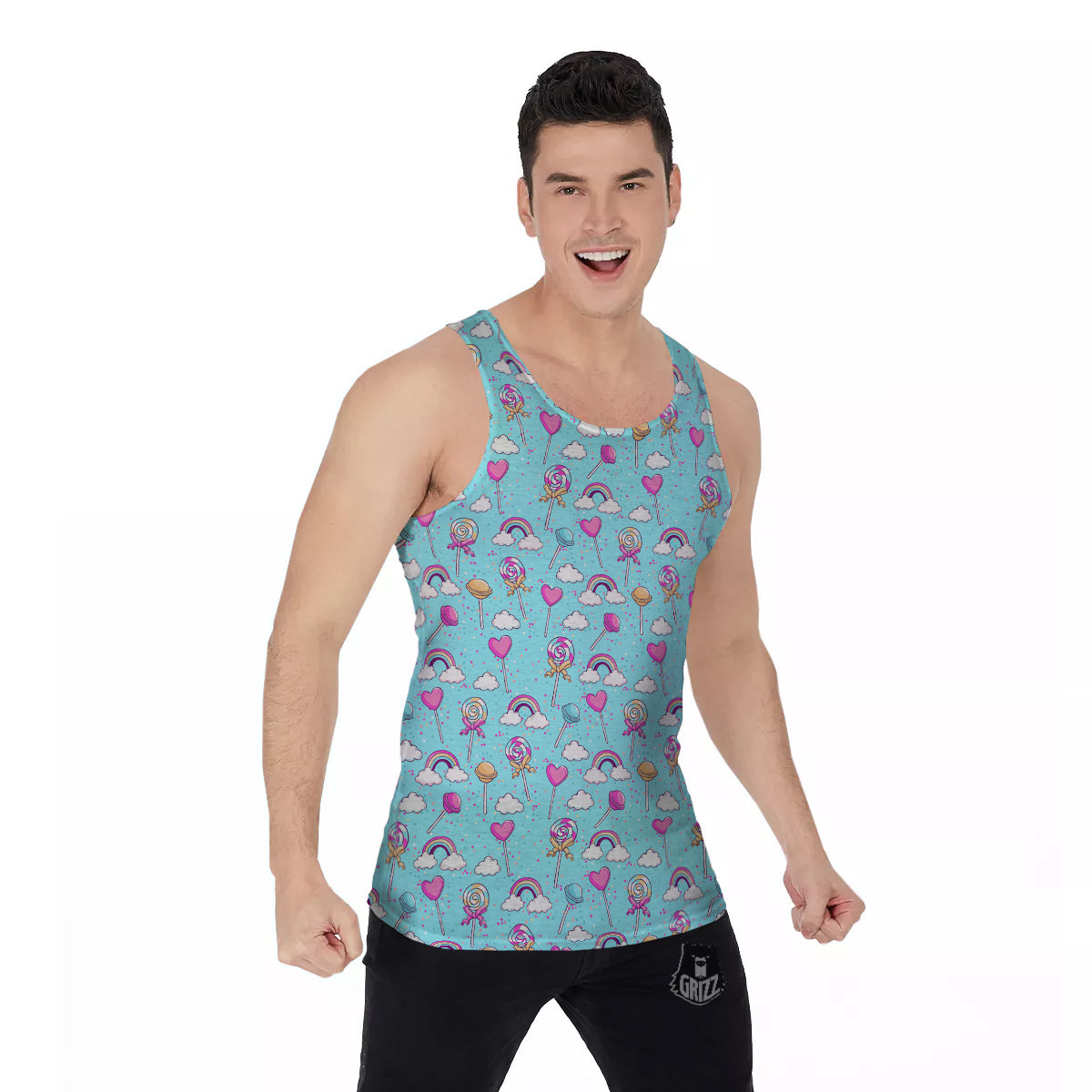 Lollipop Cute Print Pattern Men's Tank Top-grizzshop