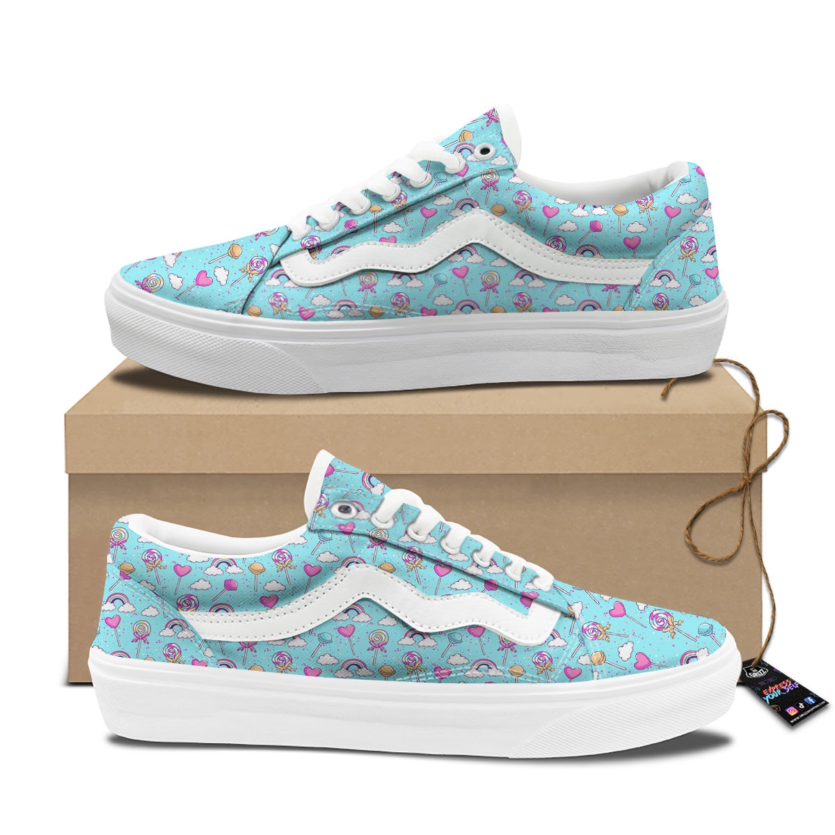 Lollipop Cute Print Pattern Skate Shoes-grizzshop
