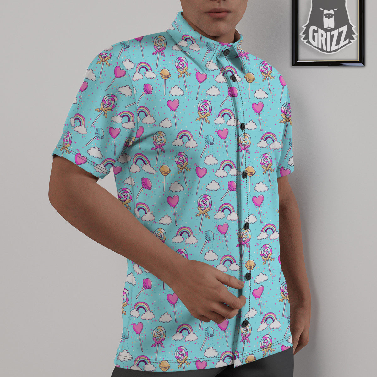 Lollipop Cute Print Pattern Untucked Shirts-grizzshop