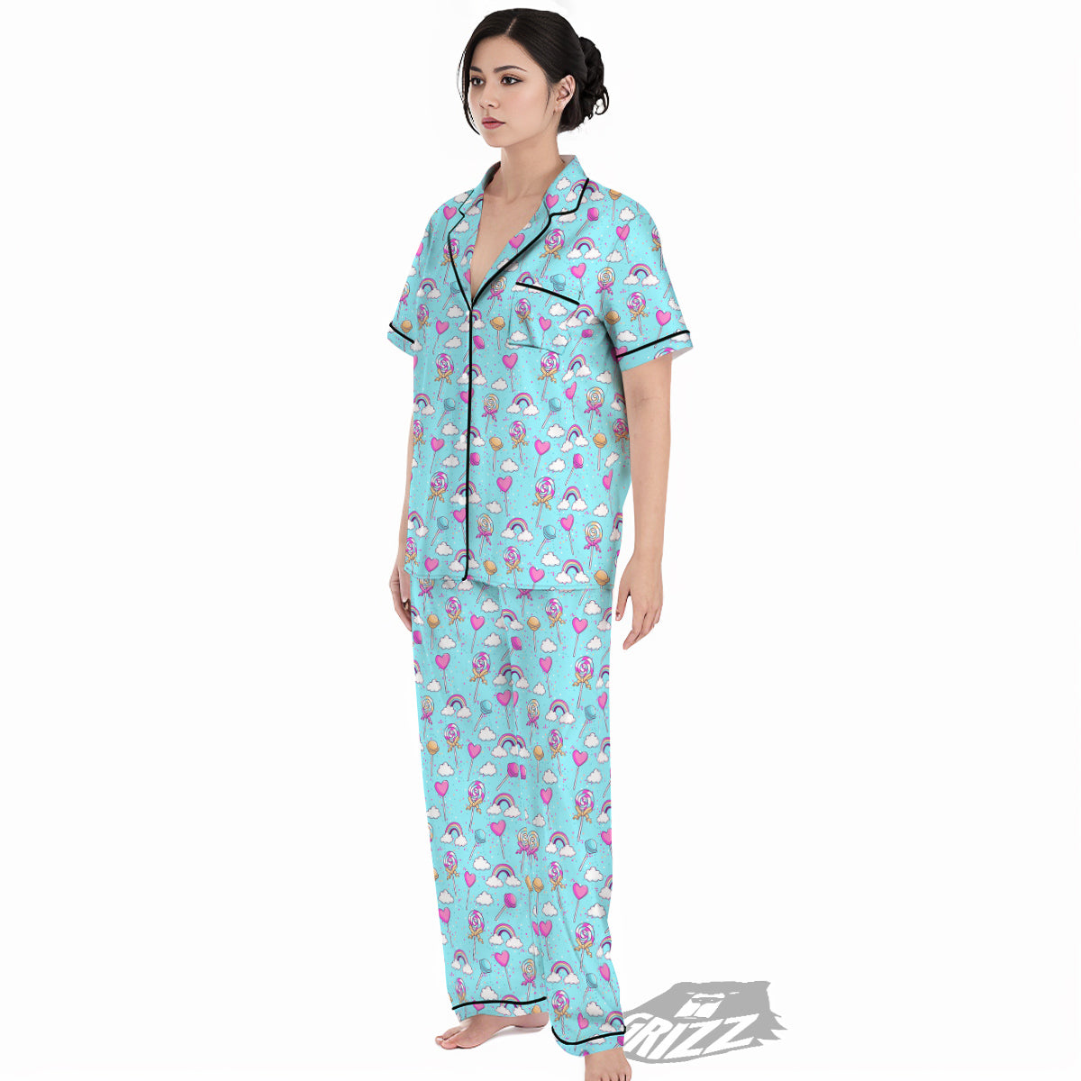Lollipop Cute Print Pattern Women's Pajamas Set-grizzshop
