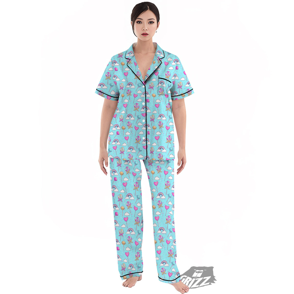 Lollipop Cute Print Pattern Women's Pajamas Set-grizzshop