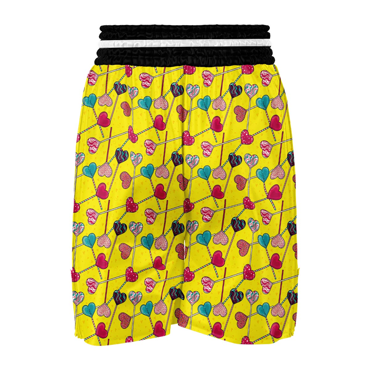 Lollipop Heart Pattern Print Boxing Shorts-grizzshop