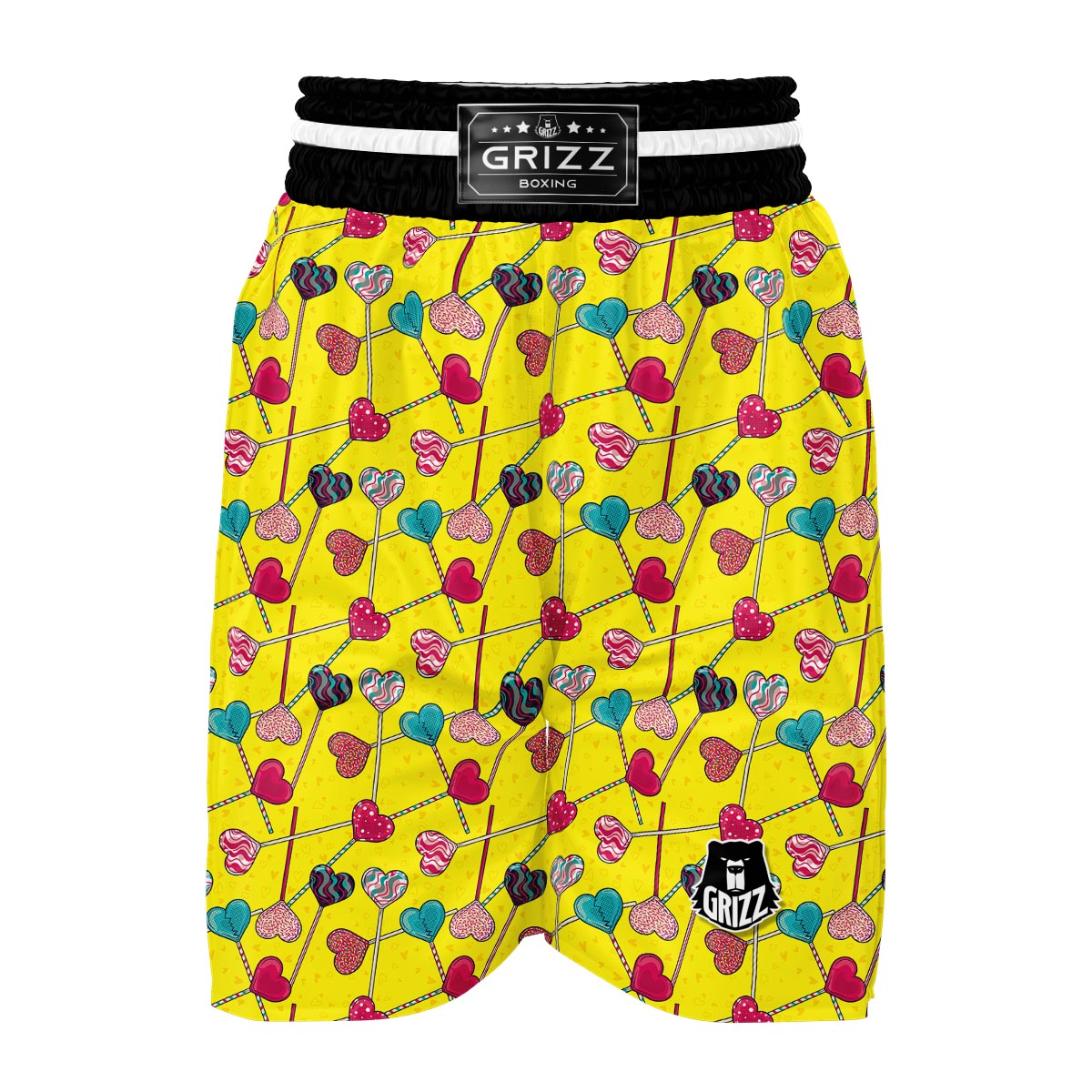Lollipop Heart Pattern Print Boxing Shorts-grizzshop