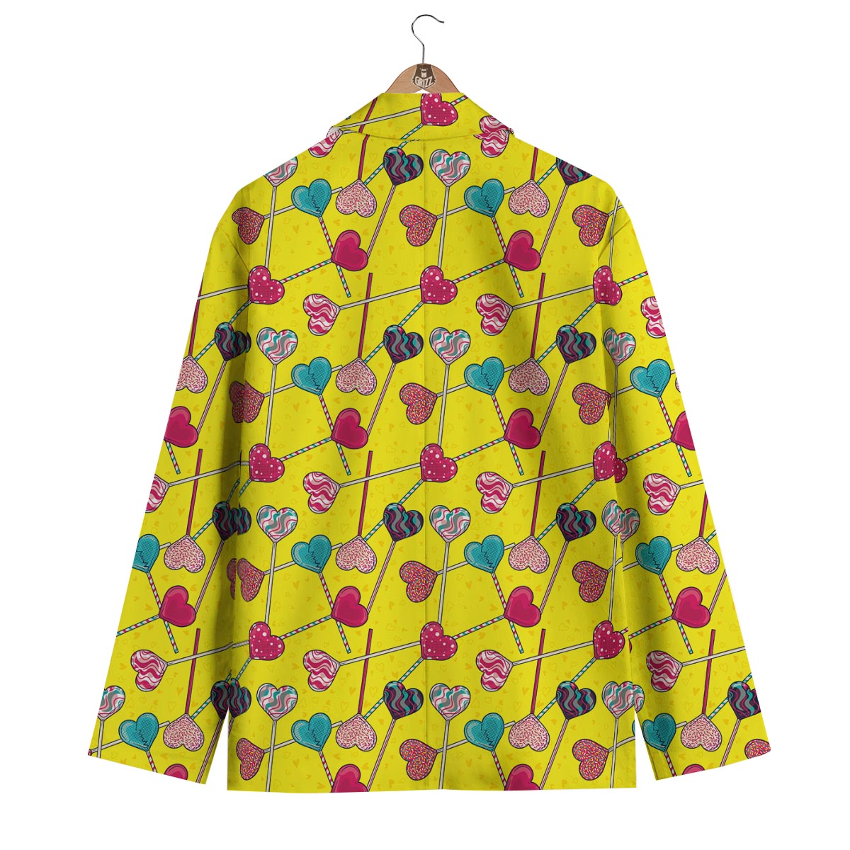 Lollipop Heart Pattern Print Men's Blazer-grizzshop