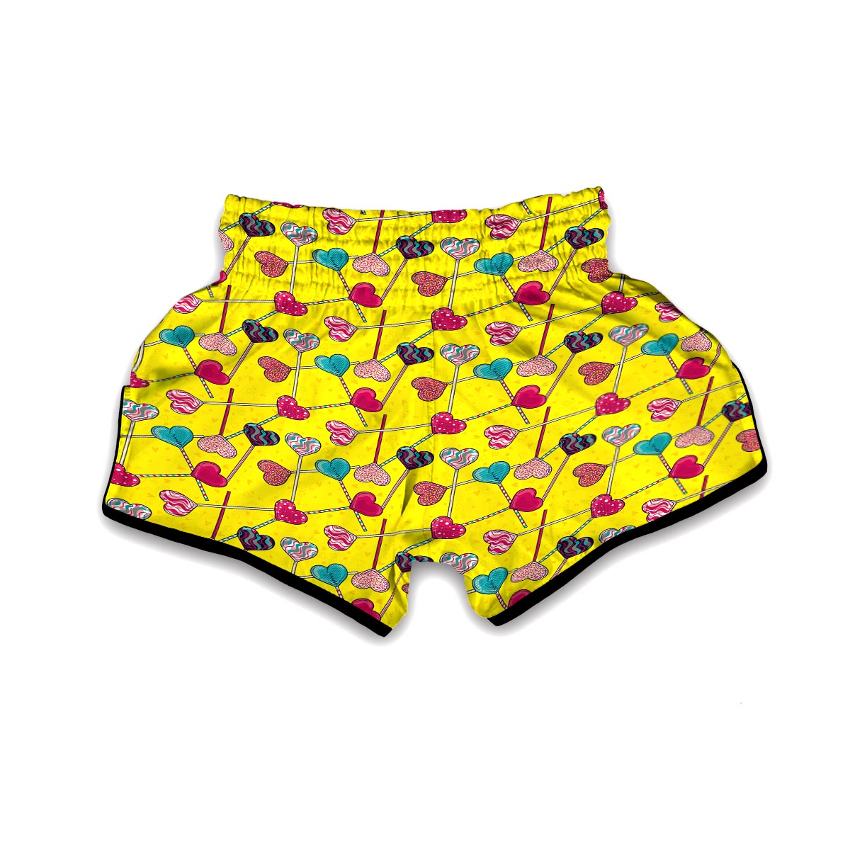 Lollipop Heart Pattern Print Muay Thai Boxing Shorts-grizzshop