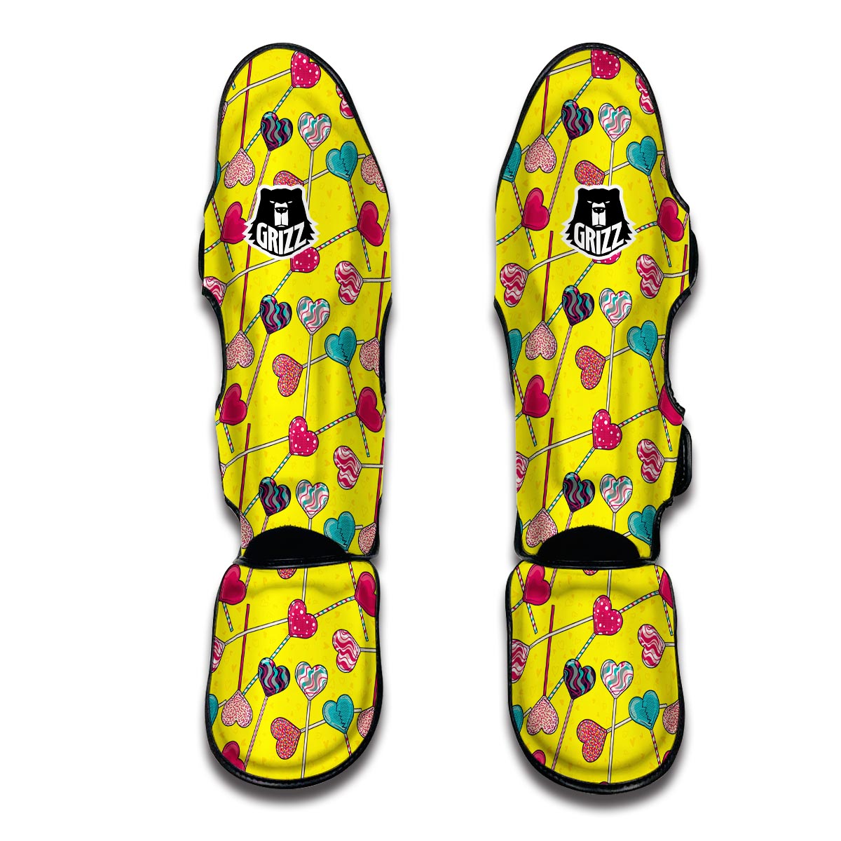 Lollipop Heart Pattern Print Muay Thai Shin Guards-grizzshop