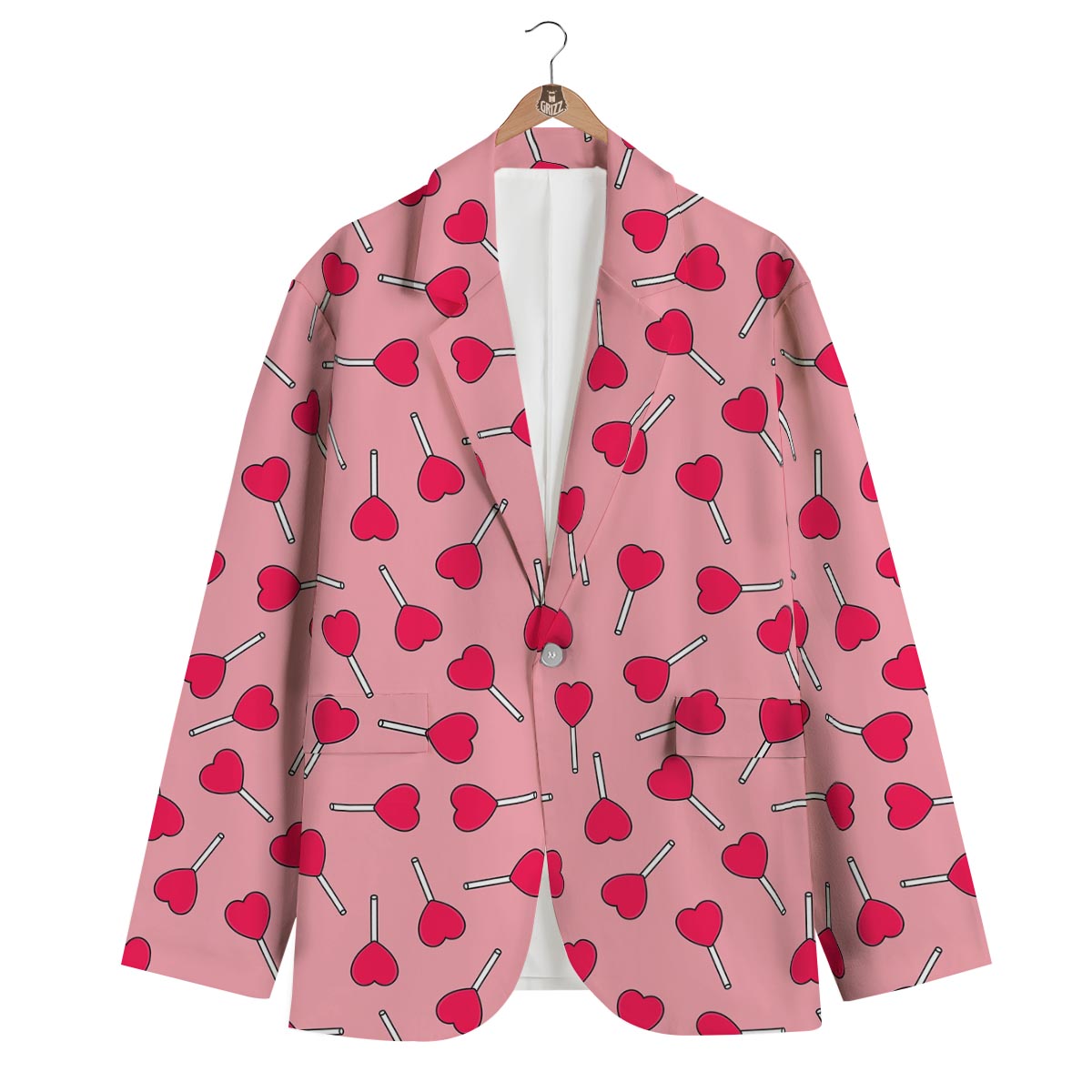Lollipop Heart Print Pattern Men's Blazer-grizzshop